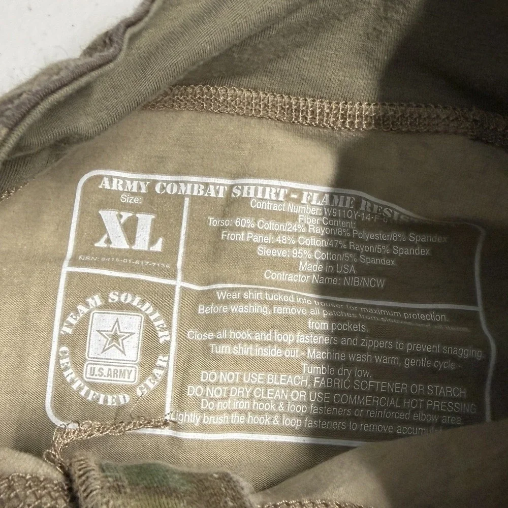 Massif Army Combat Shirt Mens XL Multicam OCP Excellent Flame Resistant Tactical - Picture 3 of 4